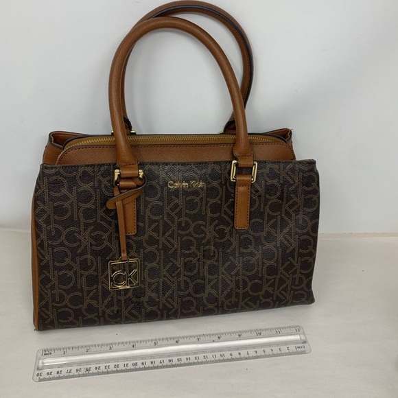 Calvin Klein Handbags - Calvin Klein Brown Monogram Satchel vintage purse women’s bag used 💫 I 🥰 offers!